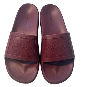 Calvin Klein Women’s Size 8 Jelly Slide Sandals Burgundy Wine Red Pool Beach